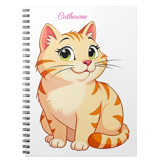 Custom name with a cool cat notebook (Front)