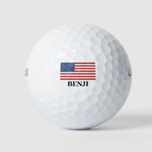 Custom Name With an American flag Golf Balls