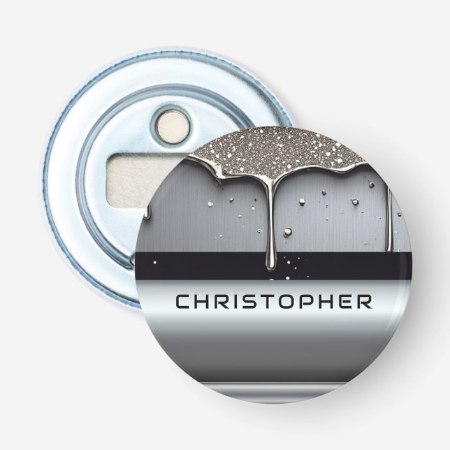 Custom Name With Dripping Liquid Metal Bottle Opener (Front)