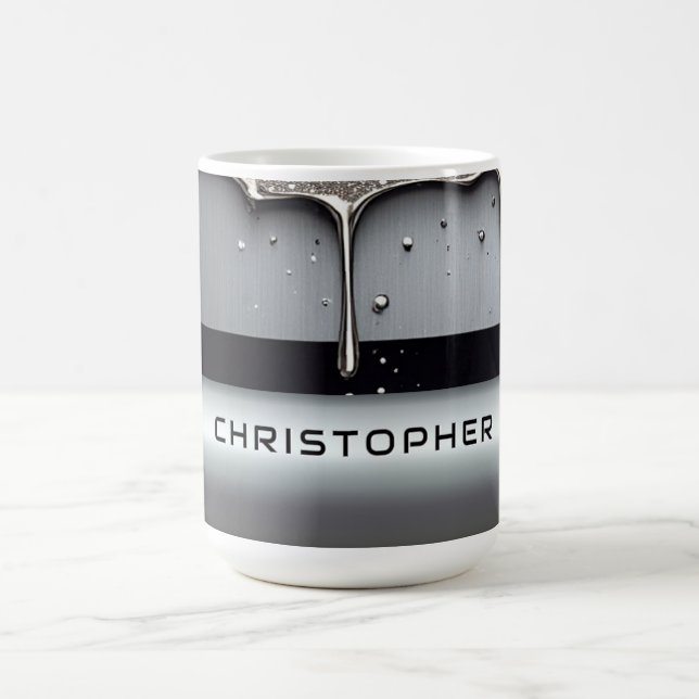 Custom Name With Dripping Liquid Metal Coffee Mug (Center)