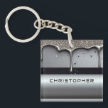 Custom Name With Dripping Liquid Metal Key Ring<br><div class="desc">Polished chrome nameplate reading NAME with dripping liquid metal and strong reflective highlights. Embossed 3D typography on a sleek dark background evokes luxury,  modern branding,  industrial design and custom identity.</div>