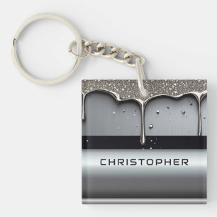 Custom Name With Dripping Liquid Metal Key Ring
