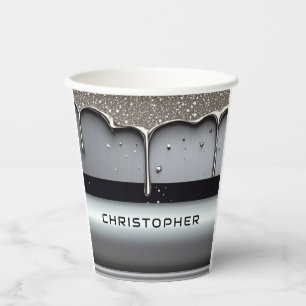Custom Name With Dripping Liquid Metal Paper Cups