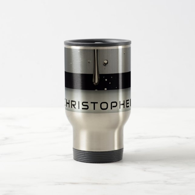 Custom Name With Dripping Liquid Metal Travel Mug (Center)