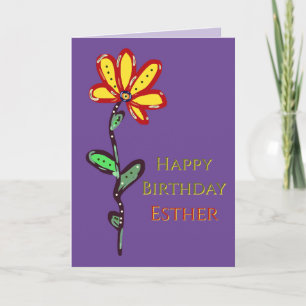 Custom Name with Flower on Purple Card