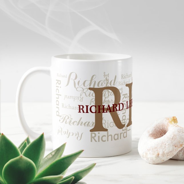 Custom name with initials personalised monogram coffee mug (Creator Uploaded)