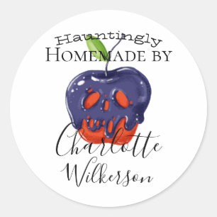 Custom Name with Poison Apple Homemade Halloween Classic Round Sticker