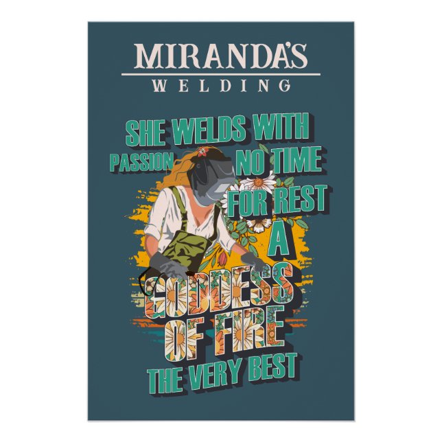 Custom name workshop Welder girl quote gift retro Poster (Front)