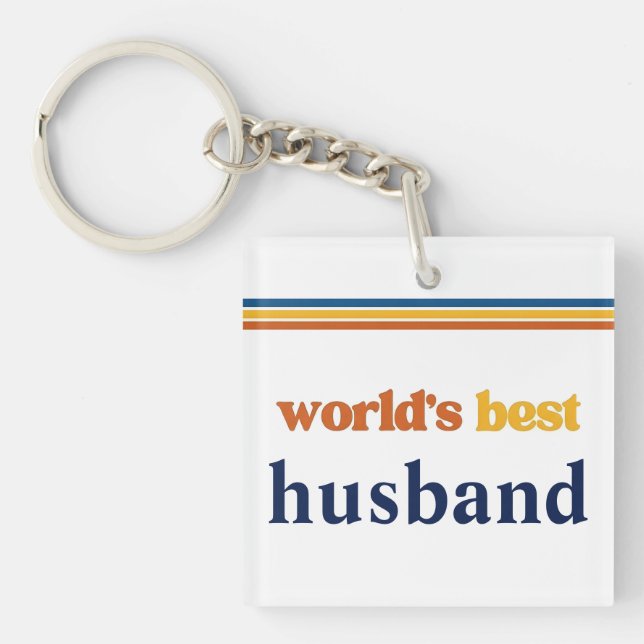 Custom Name World’s Best Husband Personalised Gift Key Ring (Front)