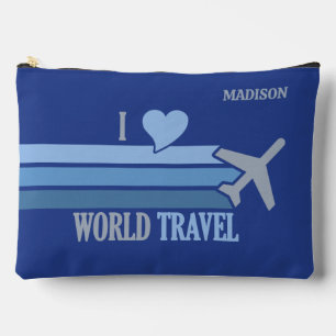 Custom Name World Travel Accessory Pouch