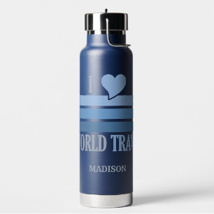 Custom Name World Travel Water Bottle