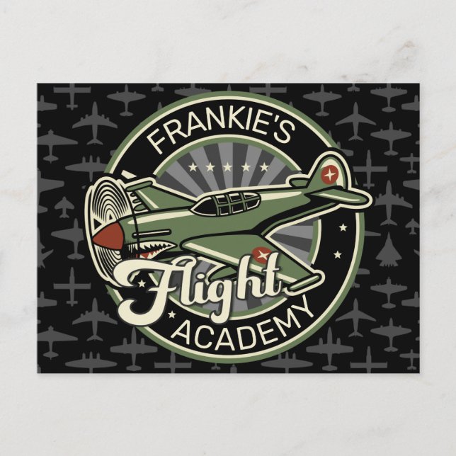 Custom NAME WWII Military Fighter War Plane Retro Postcard (Front)