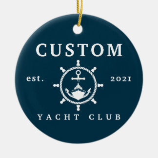 Custom Name Yacht Ornament, Custom Yacht Decor Ceramic Tree Decoration