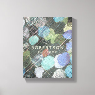 Custom Name Year Abstract Green Blue Colourful  Canvas Print