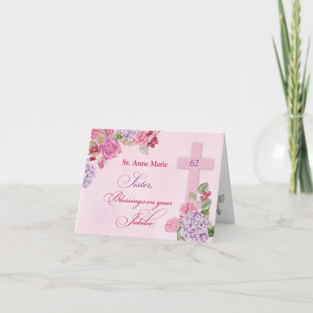 Custom Name & Year Anniversary of Religious Life Card (Front)