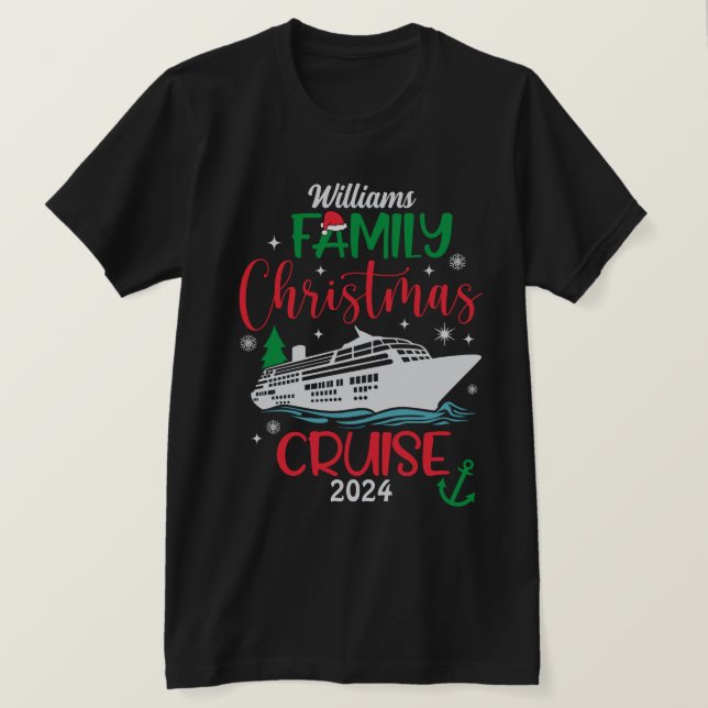 Custom Name Year Christmas Family Cruise Matching T-Shirt (Design Front)