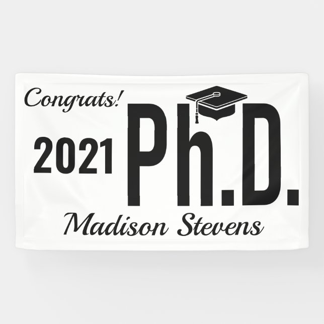 Custom name, year & colour Ph.D. Banner (Horizontal)