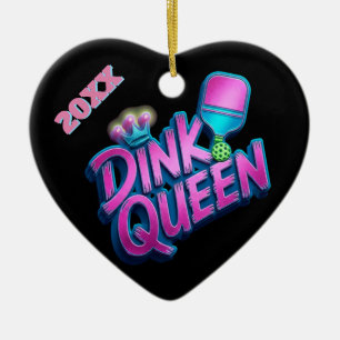 Custom Name Year Dink Queen Pickleball Ceramic Tree Decoration
