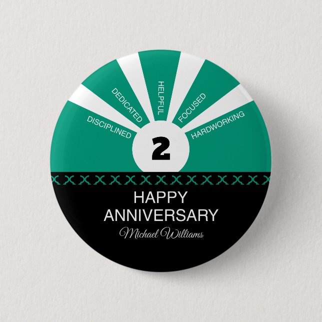 Custom Name & Year, Employee Anniversary 6 Cm Round Badge (Front)