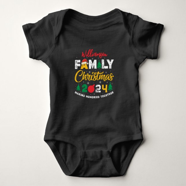 Custom Name Year Matching Family Christmas Reunion Baby Bodysuit (Front)