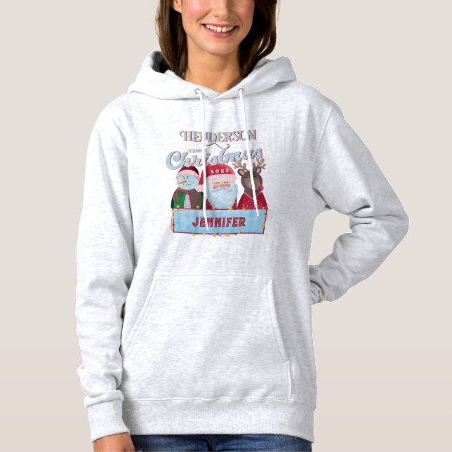Custom Name Year Matching Santa Family Christmas Hoodie (Front)