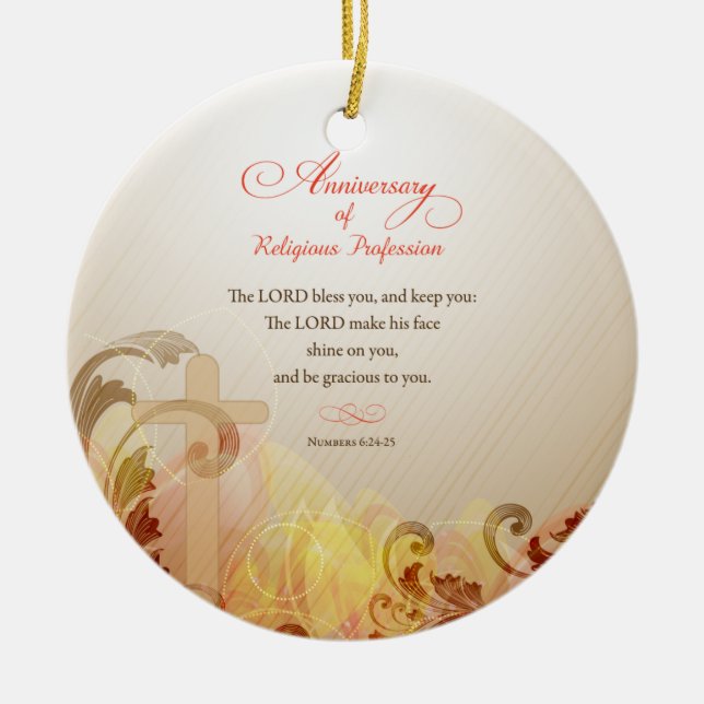 Custom Name & Year Nun, 60th Anniversary Religious Ceramic Tree Decoration (Front)