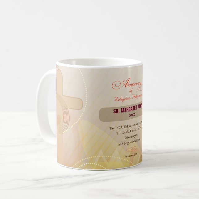 Custom Name & Year Nun, 60th Anniversary Religious Coffee Mug (Front Left)