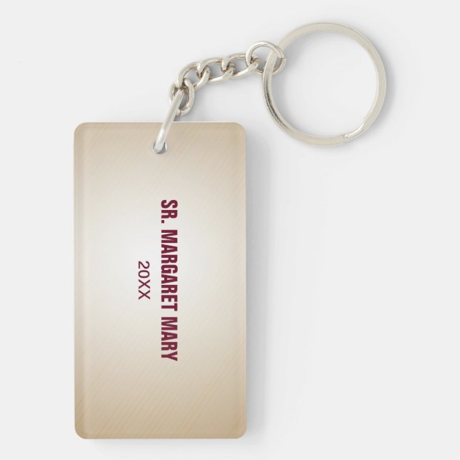 Custom Name & Year Nun, 60th Anniversary Religious Key Ring (Back)