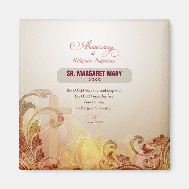 Custom Name & Year Nun, 60th Anniversary Religious Magnet (Front)