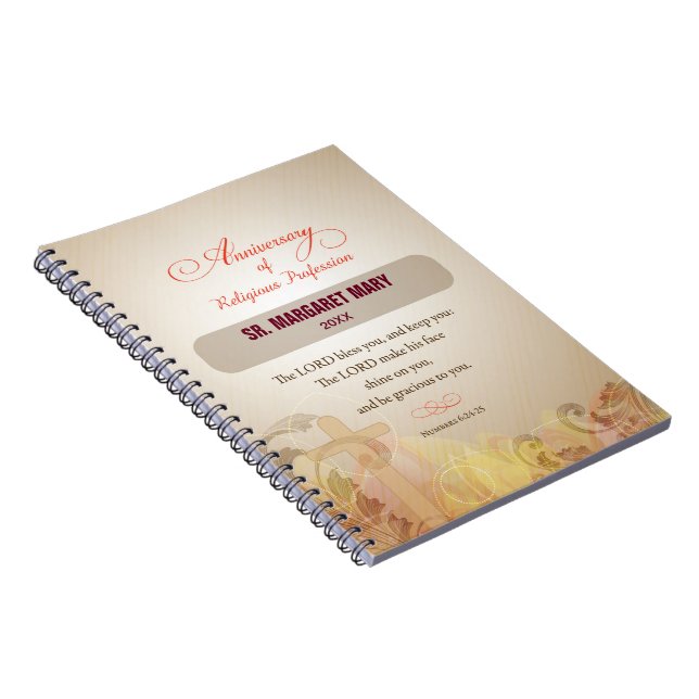 Custom Name & Year Nun, 60th Anniversary Religious Spiral Notebook (Right Side)