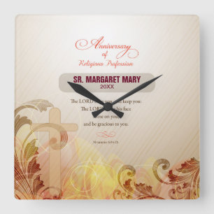 Custom Name & Year Nun, 60th Anniversary Religious Square Wall Clock