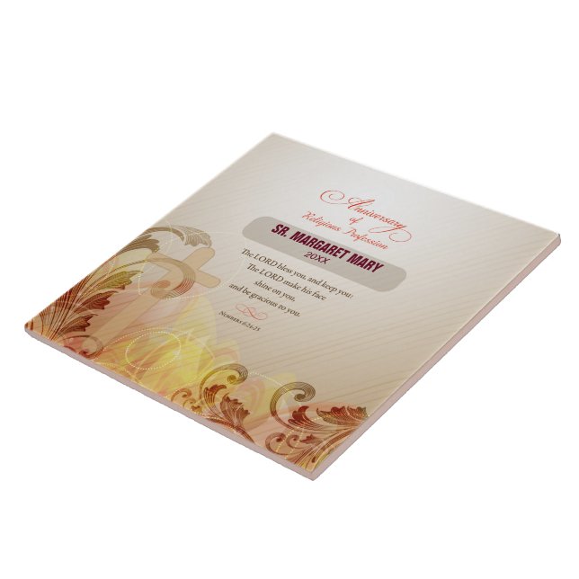 Custom Name & Year Nun, 60th Anniversary Religious Tile (Side)