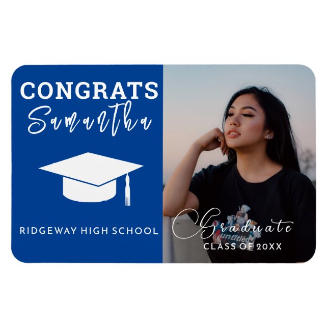 Custom Name, Year Personalised Graduation Photo Magnet (Horizontal)