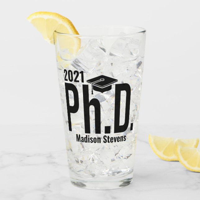 Custom name & year Ph.D.  Glass (Front Ice)