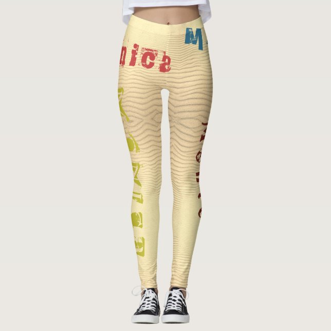 Custom Name Yellow Desert Sand Leggings (Front)