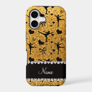 Custom name yellow glitter figure skating