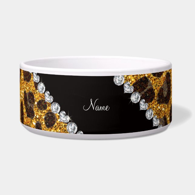 Custom name yellow glitter leopard print (Front)