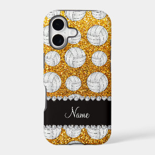 Custom name yellow glitter volleyballs