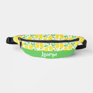 Custom name yellow lemon fruit pattern bum bags