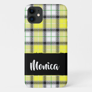 Custom name yellow plaid pattern Case-Mate iPhone case