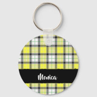 Custom name yellow plaid pattern