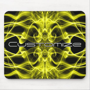 Custom Name Yellow Smoke Symmetrical Black Mouse Pad