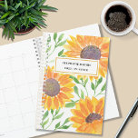 Custom Name Yellow Sunflower  Planner<br><div class="desc">This floral Planner is decorated with yellow watercolor sunflowers and green leaves are on a white background. 
Easily customizable with your name and year.
Because we create our artwork you won't find this exact image from other designers.
Original Watercolor © Michele Davies.</div>