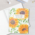 Custom Name Yellow Sunflower  Planner<br><div class="desc">This floral Planner is decorated with yellow watercolor sunflowers and green leaves are on a white background. 
Easily customizable with your name and year.
Because we create our artwork you won't find this exact image from other designers.
Original Watercolor © Michele Davies.</div>