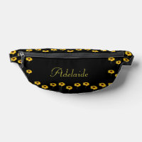 Custom name yellow sunflowers on black