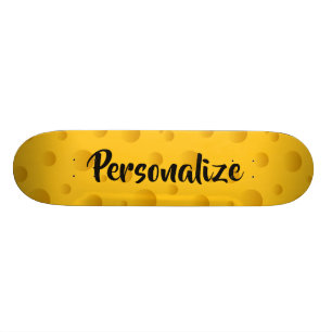Custom name yellow swiss cheese skateboard deck