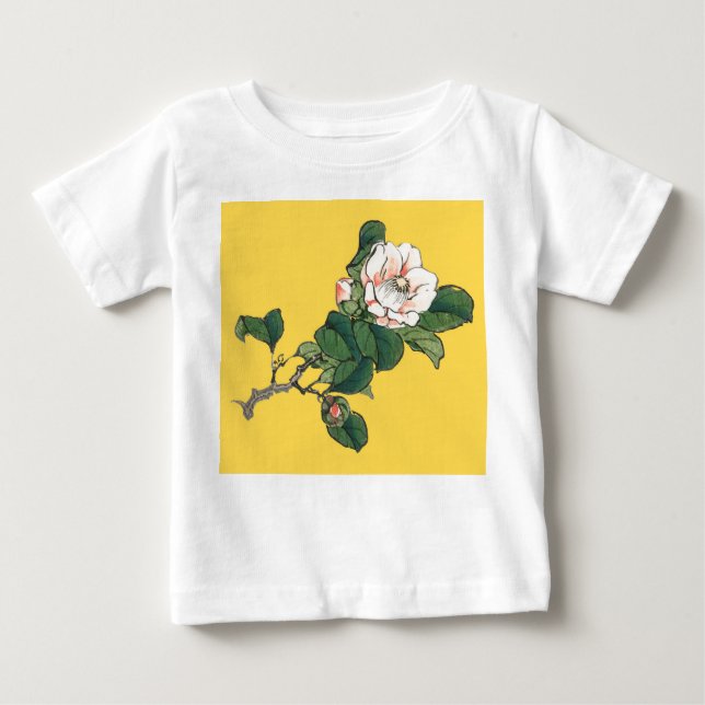CUSTOM NAME YELLOW TODDLER T-SHIRT WHITE FLOWER (Front)