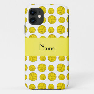 Custom name yellow volleyball pattern iPhone 11 case