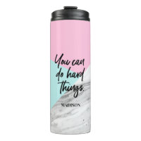 Custom Name You can do hard things Pink Marble
