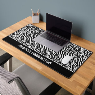 Custom Name Zebra Pattern Desk Mat